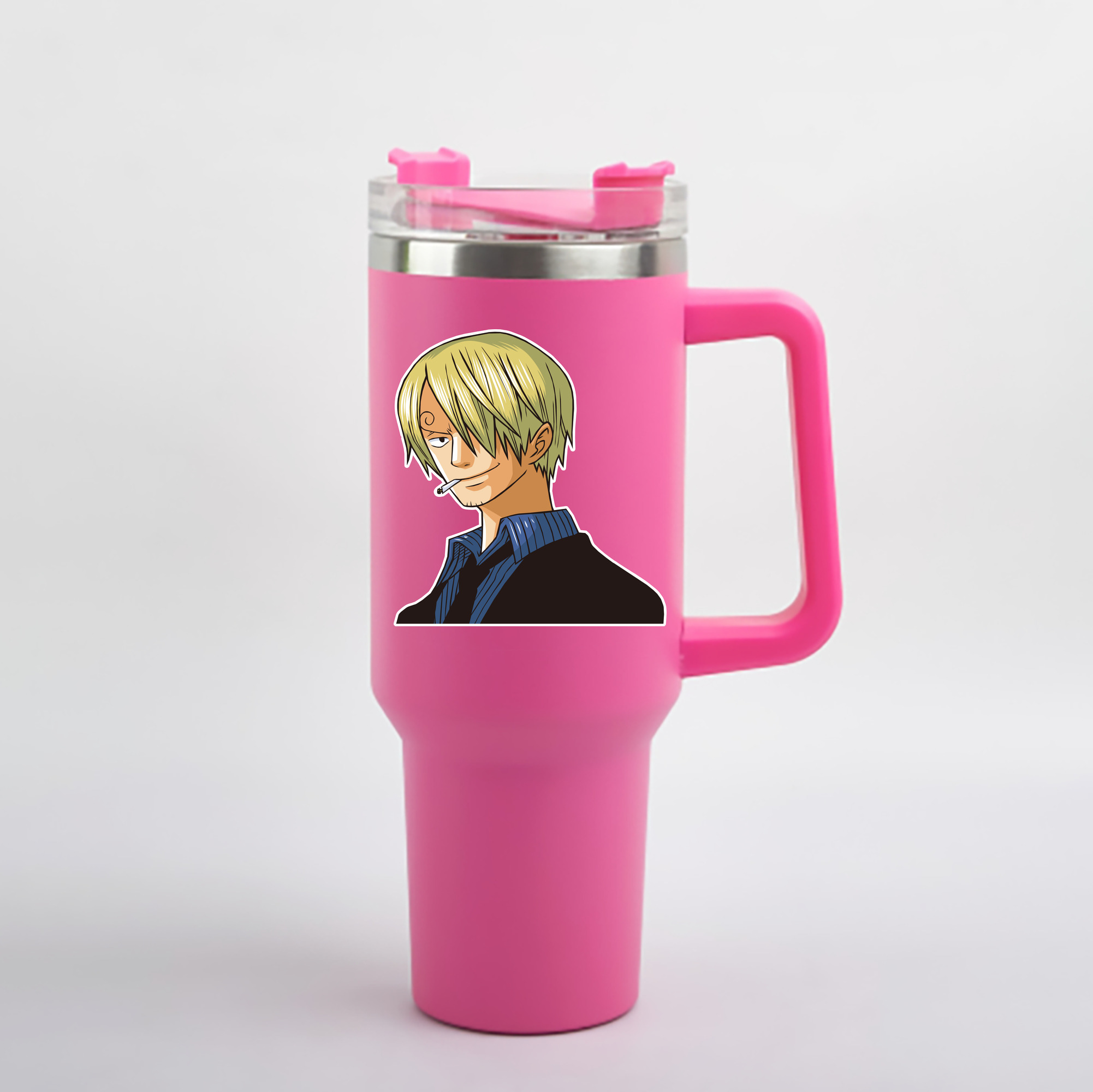 ワンピース サンジ ONE PIECE Sanji 1200mL車用タンブラー - クリスタルステッカー（プラスチックストロー付き）